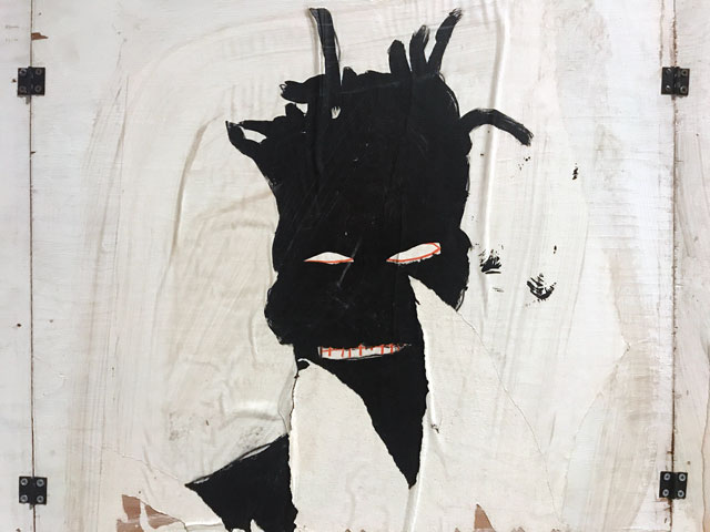 Jean-Michel Basquiat. Self-Portrait, 1981 (detail). Installation view, Basquiat: Boom for Real, Barbican Art Gallery, London, 2017. Photograph: Martin Kennedy.