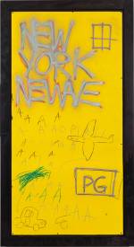 Jean-Michel Basquiat. Untitled, 1980. Courtesy Whitney Museum of American Art, New York. Enamel, spray paint, and oil stick on enameled metal, 243.8 x 122.1 cm. © The Estate of Jean-Michel Basquiat/ Artists Rights Society (ARS), New York/ ADAGP, Paris. Licensed by Artestar, New York.