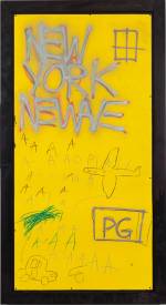 Jean-Michel Basquiat. Untitled, 1980. Courtesy Whitney Museum of American Art, New York. Enamel, spray paint, and oil stick on enameled metal, 243.8 x 122.1 cm. © The Estate of Jean-Michel Basquiat/ Artists Rights Society (ARS), New York/ ADAGP, Paris. Licensed by Artestar, New York.