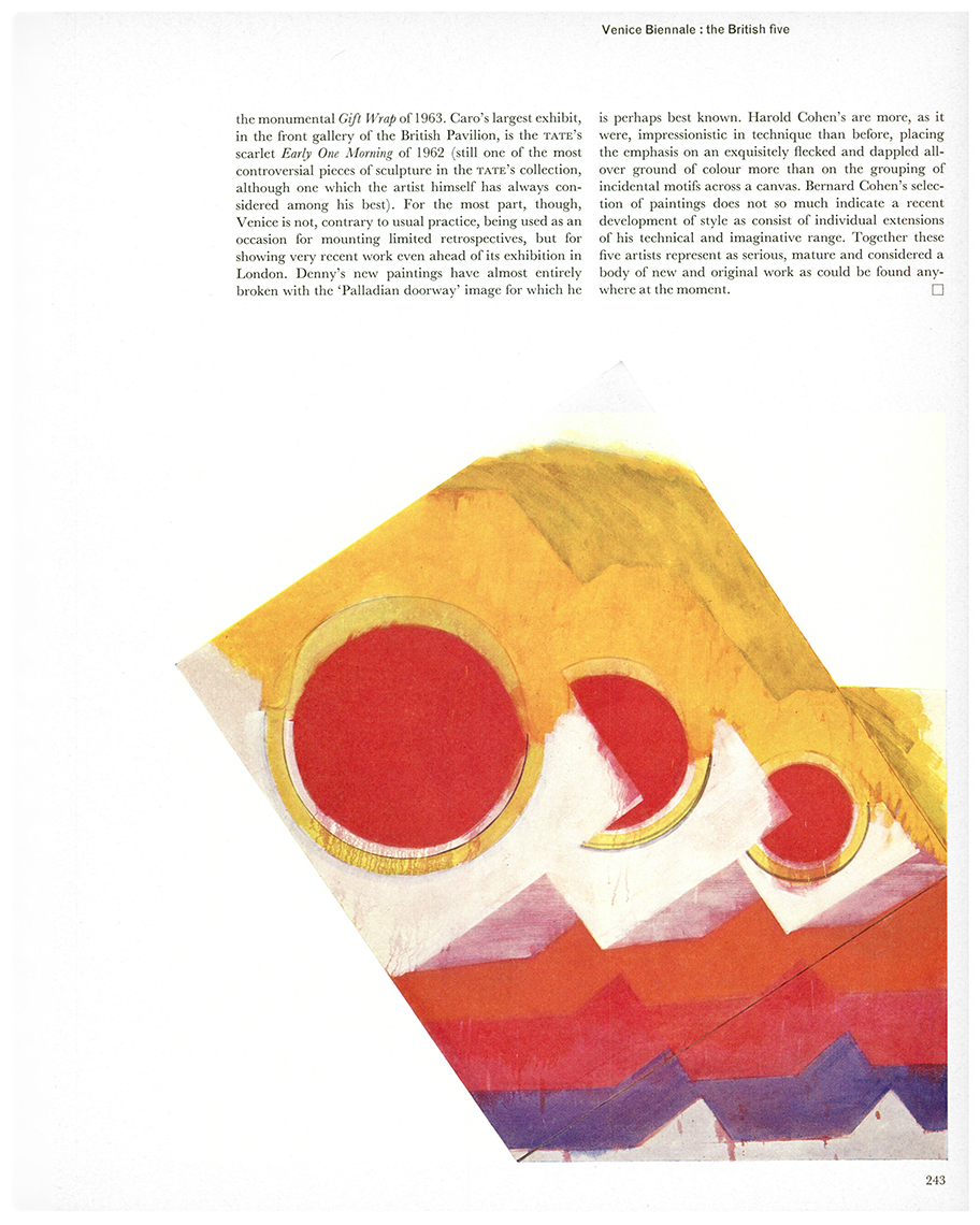 Venice Biennale: the British five by David Thompson, Studio International, Vol 171, No 878, June 1966, page 243. © Studio International.