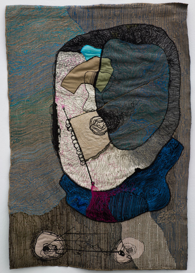 Geta Brătescu. Medeea –10 ipostaze (Medea's 10 Hypostases), 1980. Coloured drawing with a sewing machine on textile. Courtesy collection of Adam and Mariana Clayton, London. Photograph: Stefan Sava.