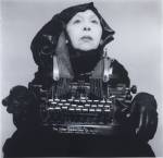 Geta Brătescu. Doamna Oliver în costum de călătorie (Lady Oliver in her travelling costume), 1980–2012. Black and white photograph. Courtesy Galerie Barbara Weiss, Berlin.