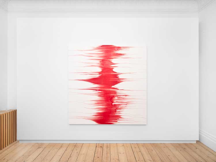 Shirazeh Houshiary. Styx, 2018. Pigment, pencil, and white aquacryl on canvas and aluminium, 74.8 x 74.8 in. Courtesy the artist and Lehmann Maupin, New York, Hong Kong, Seoul, and London.