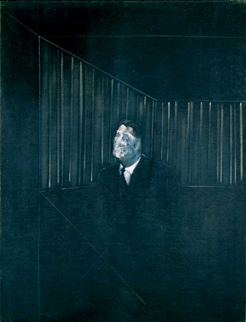 <i>Man in Blue VII</i>, 1954. Oil on canvas, 152.5 x 117. Private collection, 
        courtesy Christie's © The Estate of Francis Bacon / DACS, London, 
        2005