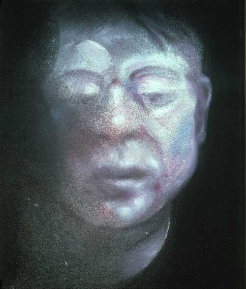 <i>Self-Portrait</i>, 1987. Oil on canvas, 35.5 x 30.5 cm. Private collection, 
        courtesy Timothy Taylor Gallery, London © The Estate of Francis Bacon 
        / DACS, London, 2005