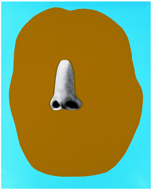 John Baldessari.<em> Noses & Ears, Etc.: Head (with Nose), </em>2006. Three-dimensional archival digital photographic print and acrylic, 54 1/8 x 47 1/4 inches (137.5 x 120 cm). Collection of Nabil Aouad, Lisbon. © 2009 John Baldessari. Photo courtesy of Baldessari Studio.