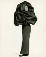 Cristobal Balenciaga. House photograph of evening ensemble; dress of black silk crepe and 