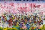 Ali Banisadr. Motherboard, 2013. Oil on linen, 82 x 120 in.