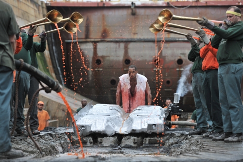 Matthew Barney and Jonathan Bepler. River of Fundament, 2014. Production still, courtesy of Gladstone Gallery, New York and Brussels, © Matthew Barney. Photograph: Hugo Glendinning.