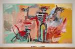Jean-Michel Basquiat (1960-1988), Boy and Dog in a Johnnypump 1982. Acrylic and oil paintstick, and spray paint on canvas 94 1/2 x 165 1/2 in. (240 x 420.4 cm). Courtesy The Stephanie and Peter Brant Foundation, Greenwich, CT