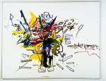 Jean-Michel Basquiat, Exu 1988. Acrylic and oil paintstick on canvas 79 x 100 in. (200.7 x 254 cm). Collection Aurélia Navarra