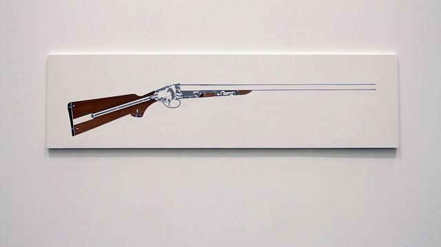 Oliver Beer. Soviet Shotgun, 2017. Soviet shotgun halved, resin, gesso. Photograph: Martin Kennedy.