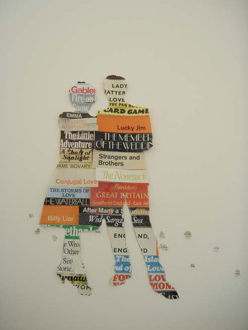 Ellen Bell. Camera Obscura & Other Stories, 2011. Text and 20th century book covers from various publishers including Penguin & Pan books & acid-free glue, 74 x 57 x 7 cm.