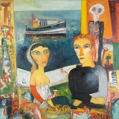 John Bellany. <em>Premonition</em>, Oil on Canvas, 60 x 60 inches