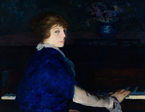 George Bellows. Emma at the Piano, 1914. Oil on panel, 73 x 94 cm. Chrysler Museum of Art, Norfolk, Gift of Walter P. Chrysler, Jr. 
Photograph © Courtesy of the Bellows Trust.