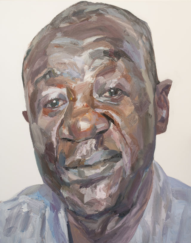 Tim Benson. Mohammed, laboratory technician, Macauley Street Clinic, Ebola survivor, 2016. Oil on canvas, 152.5 x 122 cm (60 x 48 in). © Tim Benson.