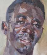 Tim Benson. Alfred, security officer, Isolation Unit, Connaught Hospital, Ebola survivor, 2016. Oil on board, 30.5 x 25.4 cm (12 x 10 in). © Tim Benson.
