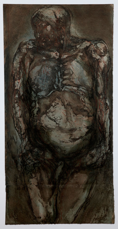 Beth Fisher RSA. <em>Dark Vigil</em>, Vigil Series I, 1999. Etching, collagraph, relief. Unique print, 121 cm X 61 cm.