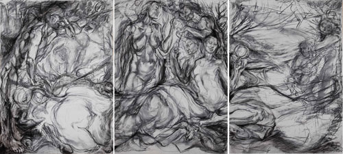 Beth Fisher RSA. Maiden (Triptych), Tilly in the Unicorn Series, 2000-9. Cont