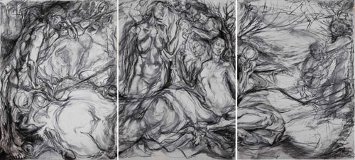 Beth Fisher RSA. <em>Maiden (Triptych)</em>, Tilly in the Unicorn Series, 2000-9. Cont