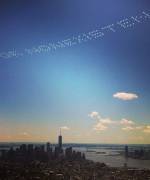 David Birkin. Severe Clear: Existence or Nonexistence, 2014. Skywriting over New York City, Memorial Day weekend, May 2014.