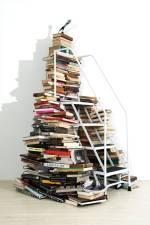 Satch Hoyt. Say It Loud, 2004. Books, metal staircase, microphone, speakers, and sound, dimensions variable. Courtesy the artist
Photograph: Peter Gabriel. [On view at Grey Art Gallery, NYU].