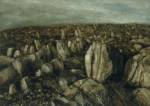 Nicholas Blowers. <em>Boulders retreating down a mountain,</em> 2007. Oil on paper, 92 x 130 cm