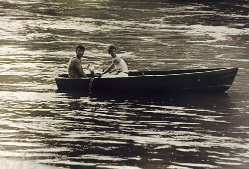 Claudio Abate. Joan Jonas's performance on the Tiber, festival Music and Dance USA, 1972. Vintage black and white photograph. Copyright the artist. Courtesy Richard Saltoun Gallery.