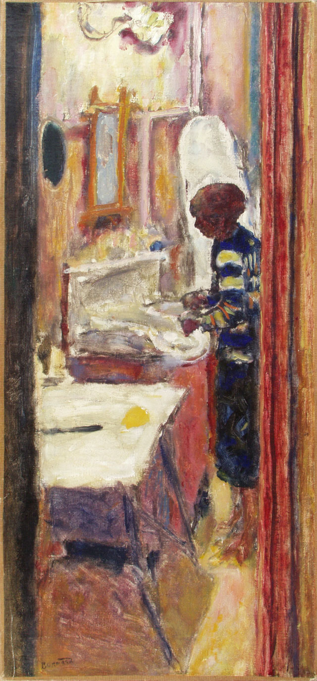 Pierre Bonnard. Femme debout dans un intérieur, dit La Valise, (Women in an interior or The suitcase), no date. Oil on canvas, 61 x 28 cm. Musée Bonnard, Le Cannet. Long term loan from a private collection. © Adagp, Paris 2016. © Yves Inchierman.