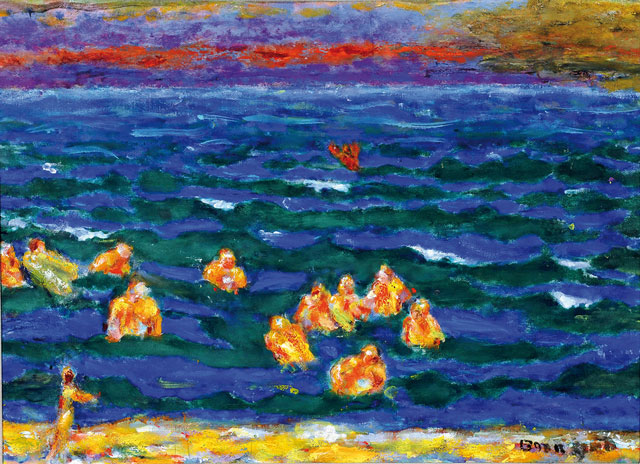 Pierre Bonnard. Baigneurs à la fin du jour (Bathers at the end of the day), c1945. Oil on canvas, 48 x 69 cm. Musée Bonnard, Le Cannet. © Adagp, Paris 2016, © Yves Inchierman.