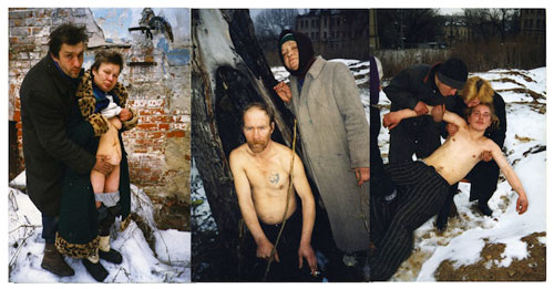 Boris Mikhailov. Untitled Triptych from the series Case History, 1997–98. C-Print, 60 x 40 cm each. © Boris Mikhailov. Courtesy of Sprovieri Gallery.