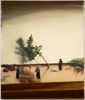 Michaël Borremans. Black Mould / Disaster, 2015. Oil on canvas, 32 3/4 x 28 in (83 x 71 cm). Courtesy David Zwirner, New York/London and Zeno X Gallery, Antwerp.