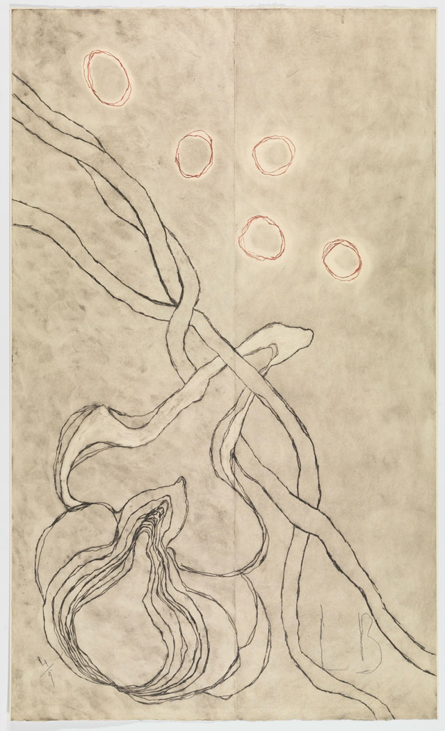 Louise Bourgeois. Love and Kisses, 2007. Etching on paper, 153 x 91.8 cm (60 ¼ x 36 1/8 in). © The Easton Foundation/VAGA, New York/DACS, London 2016. Courtesy Hauser & Wirth.