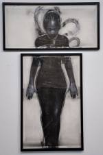 Godwin Bradbeer. Black Dress - Diptych. Drawing - Chinagraph, charcoal, pastel on paper, 176.5 x 117 cm.
