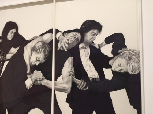 Robert Longo. Untitled (White Riot), 1982. Charcoal, graphite and ink on two paper panels. Photograph: Jill Spalding.