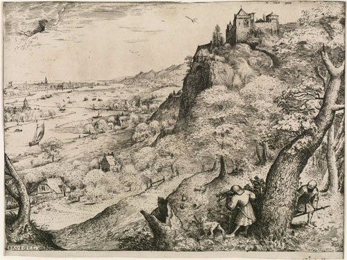 Pieter Bruegel the Elder. Rabbit hunt, 1560. Etching, 22.2 x 29.1 cm. The Courtauld Gallery, London.