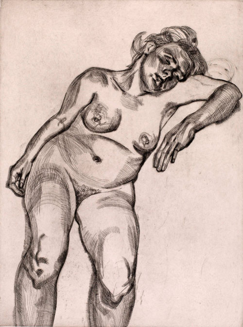 Lucian Freud. Blond Girl, 1985. Etching, 690 x 542 mm. The Courtauld Gallery, London. Frank Auerbach Gift, 2012 © Lucian Freud Archive/Bridgeman Art Library.