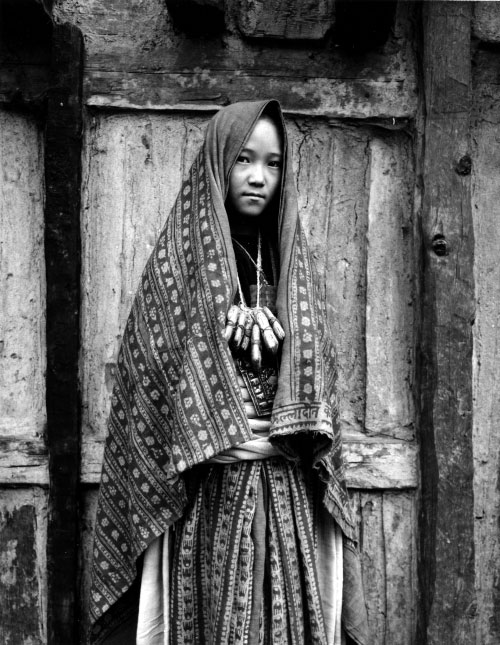 Kevin Bubriski. <em>Buddhist bride, Mugu village, Mugu,</em> 1985. Gelatin silver print, 18 x 14 in. Collection of Kevin Bubriski