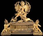 <em>Durga.</em> Nepal, 13th century. Gilt copper alloy, 11 x 13 x 7¼ in. Rubin Museum of Art, C2005.16.11 (HAR 65433)