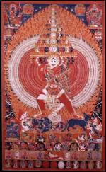 <em>Shiva Vishavarupa, Universal Form with Consort.</em> Nepal, mid-19th century. Pigment on cloth, 63 x 38 in. Rubin Museum of Art, C2003.20.2 (HAR 65250)