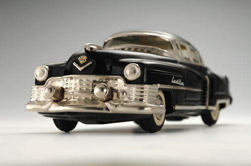 General Motors Cadillac 62 Four-Door Sedan, 1950; with friction motor. 9 1/2 x 3 7/8 x 3 1/8 in. (24 x 10 x 8 cm). Suzuki Gangu, about 1953–54. Yoku Tanaka Collection. Photo: Tadaaki Nakagawa.