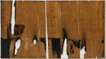 Alberto Burri. Legno e bianco I (Wood and White I), 1956. Wood veneer, combustion, acrylic and Vinavil on canvas, 87.7 x 159 cm. Solomon R. Guggenheim Museum, New York 57.1463. © Fondazione Palazzo Albizzini Collezione Burri, Città di Castello/2015 Artists Rights Society (ARS), New York/SIAE, Rome.