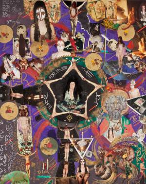 Genesis Breyer P-Orridge. Burns Forever Thee Light, 1986. Mixed media painting, 51 x 64 cm. Image courtesy the artist.