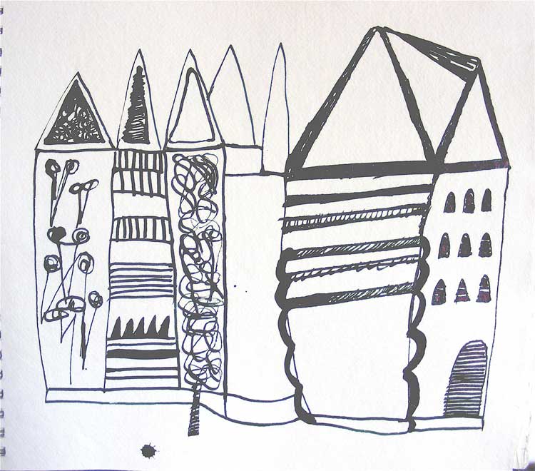 Janet McKenzie. Memento Mori (Wormiston Tower), 2008. Ink on Khadi paper, 30 x 32 cm. © The Artist.
