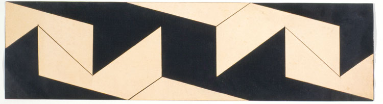Lygia Clark. Planos em superfícies moduladas (Planes in Modulated Surfaces, 1957. Collage, cardboard, 14.4 x 54 cm. Photo: Marcelo Ribeiro Alvares Corrêa. Courtesy of Associacão Cultural O Mundo de Lygia Clark.