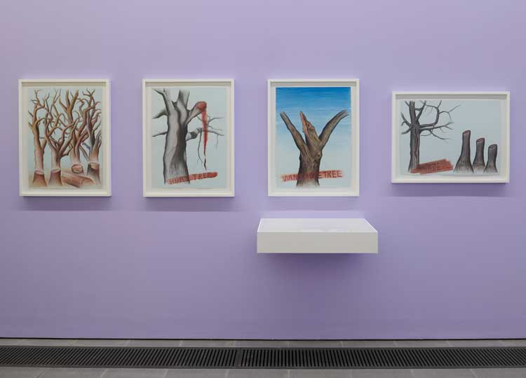 Visions of the Apocalypse, Installation view, Judy Chicago: Revelations, 2024, Serpentine North. © Judy Chicago/Artists Rights Society (ARS), New York. Photo: Jo Underhill. Courtesy Judy Chicago and Serpentine.
