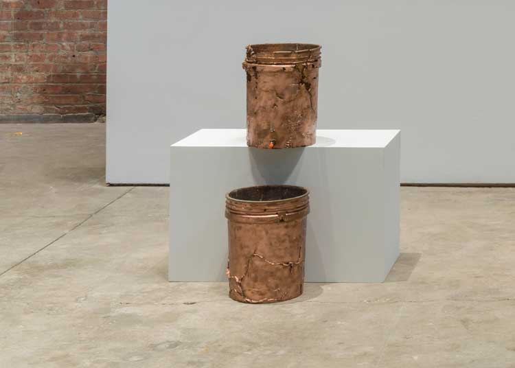 Tania Pérez Córdova, A Speech of 5,200 Words (Un discurso de 5200 palabras), 2022. Copper and 5,200 drops of artificial saliva, dimensions variable. Commissioned by Museo Tamayo, Mexico City. Courtesy the artist and Tina Kim Gallery, New York. Photo: Charles Benton.