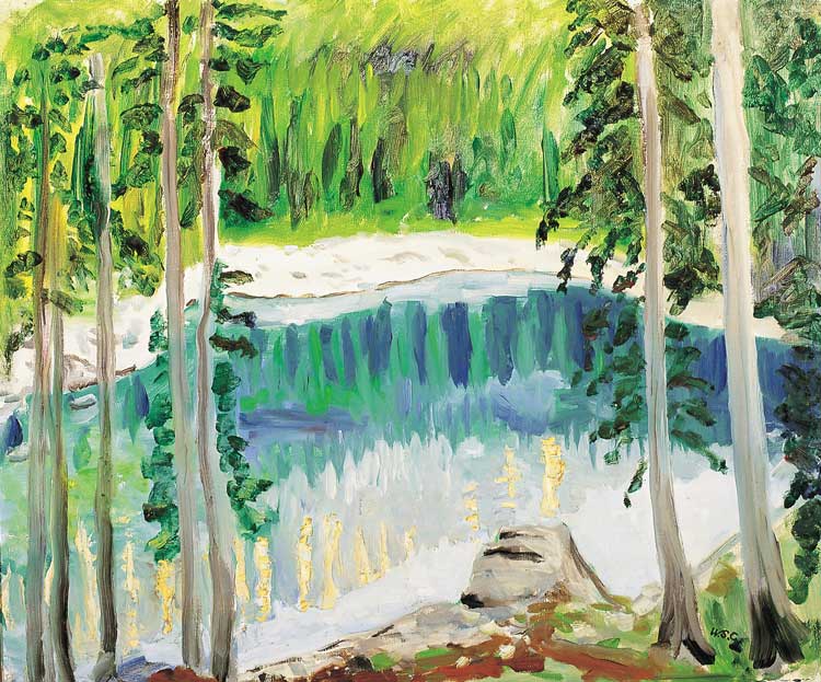 Sir Winston Churchill, Sketch of Lake Carezza, or The Twenty-Minute Sketch, 1949. National Trust Collections, Chartwell. Reproduced by kind permission of the National Trust. © Churchill Heritage Ltd. Image courtesy Churchill Heritage Ltd.