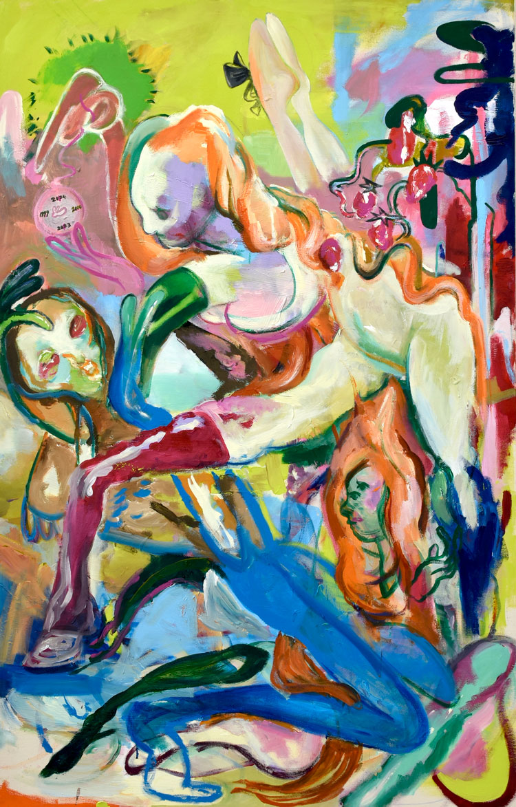 ChiaoHan Chueh. Dance me to the end of world, 2023. Acrylic on canvas, 195 x 125 cm.