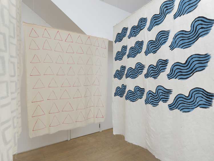 Adelaide Cioni. Song for the sea and Song for Sol, triangle. Installation view, Mimosa House, London, 2023. Photo: Lewis Ronald.